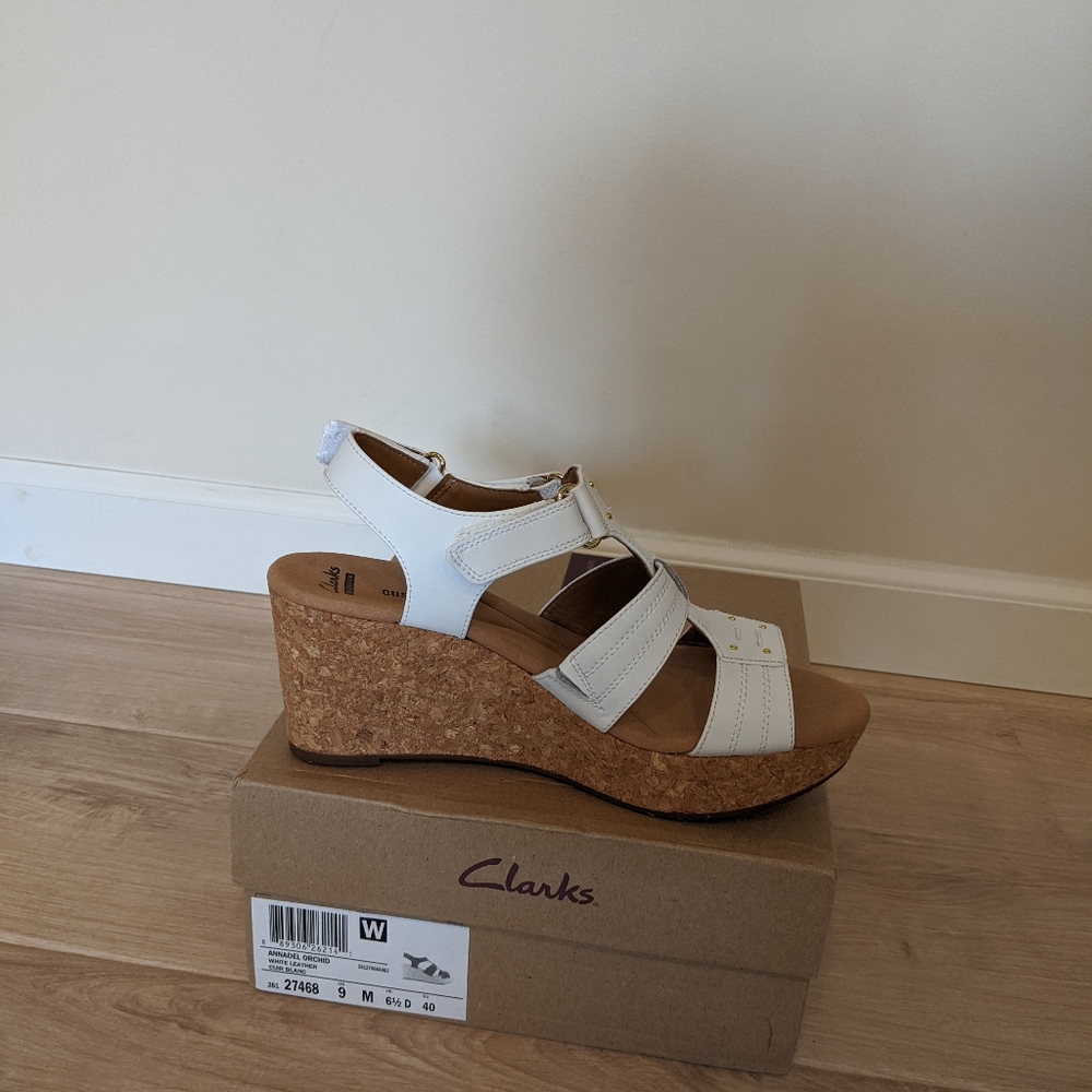 White Leather Wedges